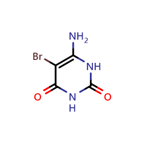 Chemical structure of 6-Amino-5-bromo-1H-pyrimidine-2,4-dione , CAS 6312-73-8, AChemBlock AD251923