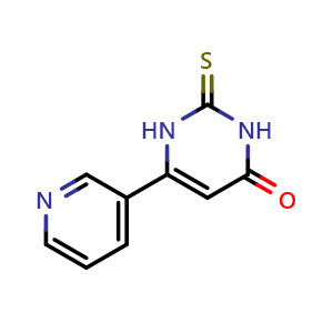 Chemical structure of 2,3-Dihydro-6-(3-pyridinyl)-2-thioxo-4(1H)-pyrimidinone , CAS 101714-48-1, AChemBlock AD251927