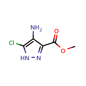 Chemical structure of Methyl 4-amino-5-chloro-1H-pyrazole-3-carboxylate , CAS 1301742-22-2, AChemBlock AD251964
