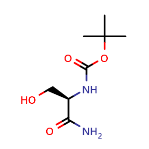 Chemical structure of (R)-tert-butyl 1-amino-3-hydroxy-1-oxopropan-2-ylcarbamate , CAS 1436426-80-0, AChemBlock AD251966
