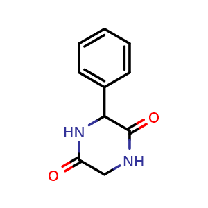 Chemical structure of 3-phenyl-2,5-diketopiperazine , CAS 21746-02-1, AChemBlock AD251970
