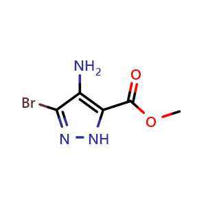 Chemical structure of Methyl 4-amino-3-bromo-1H-pyrazole-5-carboxylate , CAS 2776849-60-4, AChemBlock AD251972