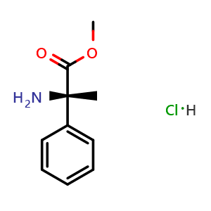 Chemical structure of (S)-Methyl 2-amino-2-phenylpropanoate hydrochloride , CAS 35051-65-1, AChemBlock AD251973