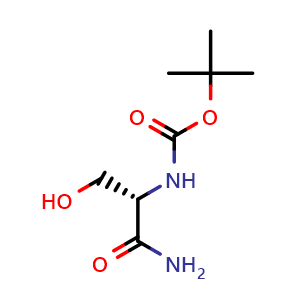 Chemical structure of (S)-tert-Butyl (1-amino-3-hydroxy-1-oxopropan-2-yl)carbamate , CAS 80312-69-2, AChemBlock AD251976