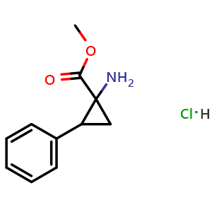 Chemical structure of Methyl 1-amino-2-phenylcyclopropanecarboxylate hydrochloride , CAS 121154-19-6, AChemBlock AD251977