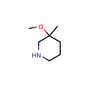 Chemical structure of 3-Methoxy-3-methylpiperidine , CAS 1420816-40-5, AChemBlock AD252116