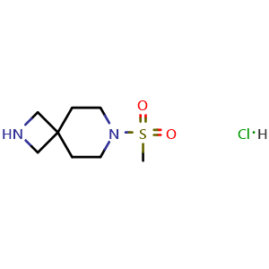 Chemical structure of 7-(Methylsulfonyl)-2,7-diazaspiro[3.5]nonane hydrochloride , CAS 2408281-71-8, AChemBlock AD252287
