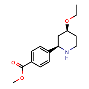 Chemical structure of Methyl 4-((2R,4S)-4-ethoxypiperidin-2-yl)benzoate , CAS 2408761-26-0, AChemBlock AD252289