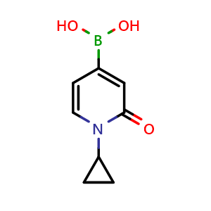 Chemical structure of (1-Cyclopropyl-2-oxo-1,2-dihydropyridin-4-yl)boronic acid , CAS 2247432-84-2, AChemBlock AD252347
