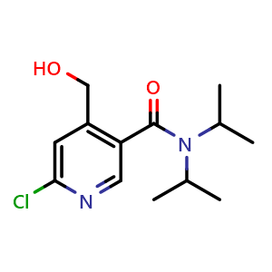 Chemical structure of 6-Chloro-4-(hydroxymethyl)-N,N-diisopropylpyridine-3-carboxamide , CAS 1425335-86-9, AChemBlock AD252463