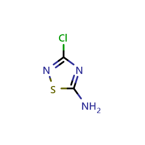 Chemical structure of 3-chloro-1,2,4-thiadiazol-5-amine , CAS 27787-59-3, AChemBlock AD252762