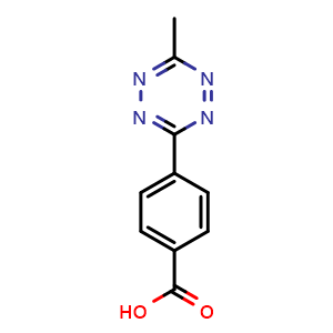 Chemical structure of 4-(6-Methyl-1,2,4,5-tetrazin-3-yl)benzoic acid , CAS 1345866-66-1, AChemBlock AD252888