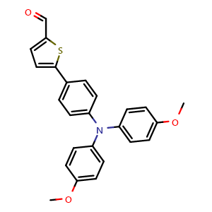 Chemical structure of 5-(4-(Bis(4-methoxyphenyl)amino)phenyl)thiophene-2-carbaldehyde , CAS 1343425-46-6, AChemBlock AD252946