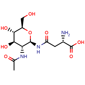 Chemical structure of 2-Acetamido-1-(L-beta-aspartamido)-1,2-dideoxy-beta-D-glucopyranose , CAS 2776-93-4, AChemBlock AD253096