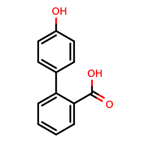 Chemical structure of 2-(4-Hydroxyphenyl)benzoic acid , CAS 67526-82-3, AChemBlock AD253101