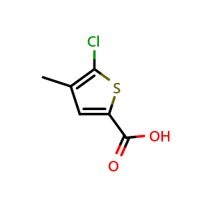 Chemical structure of 5-Chloro-4-methyl-thiophene-2-carboxylic acid , CAS 74598-03-1, AChemBlock AD253110