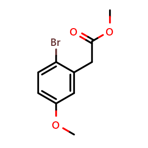 Chemical structure of Methyl 2-(2-bromo-5-methoxyphenyl)acetate , CAS 117565-90-9, AChemBlock AD253118