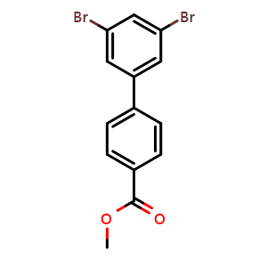 Chemical structure of Methyl 3',5'-dibromo-[1,1'-biphenyl]-4-carboxylate , CAS 663180-98-1, AChemBlock AD253127
