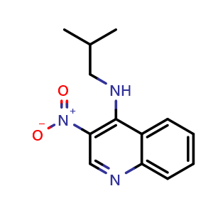 Chemical structure of N-(2-Methylpropyl)-3-nitroquinolin-4-amine , CAS 99009-85-5, AChemBlock AD253129