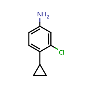 Chemical structure of 3-chloro-4-cyclopropylaniline , CAS 1208082-73-8, AChemBlock AD253133