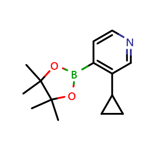Chemical structure of 3-cyclopropyl-4-(4,4,5,5-tetramethyl-1,3,2-dioxaborolan-2-yl)pyridine , CAS 2096333-32-1, AChemBlock AD253138