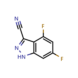Chemical structure of 4,6-Difluoro-1H-indazole-3-carbonitrile , CAS 1360885-81-9, AChemBlock AD253149