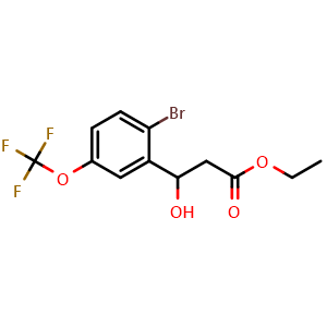Chemical structure of Ethyl 3-[2-Bromo-5-(trifluoromethoxy)phenyl]-3-hydroxypropanoate , AChemBlock AD253157