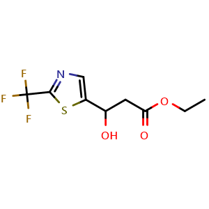 Chemical structure of Ethyl 3-Hydroxy-3-[2-(trifluoromethyl)-5-thiazolyl]propanoate , AChemBlock AD253160