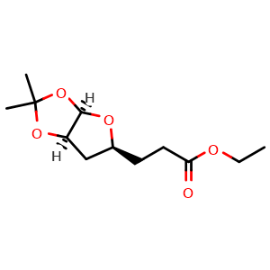 Chemical structure of Ethyl 3-((3aR,5S,6aR)-2,2-dimethyltetrahydrofuro[2,3-d][1,3]dioxol-5-yl)propanoate , CAS 3026595-15-0, AChemBlock AD253161