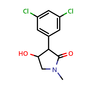 Chemical structure of 3-(3,5-Dichlorophenyl)-4-hydroxy-1-methylpyrrolidin-2-one , AChemBlock AD253162