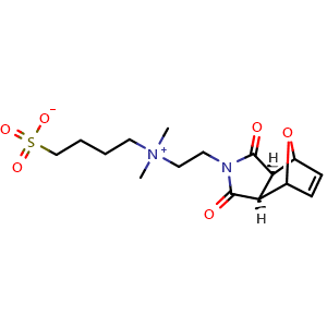 Chemical structure of rel-4-[[2-[(3aR,7aS)-1,3-Dioxo-3a,4,7,7a-tetrahydro-1H-4,7-epoxyisoindol-2(3H)-yl]ethyl]dimethylammonio]butane-1-sulfonate , CAS 1080027-77-5, AChemBlock AD253167