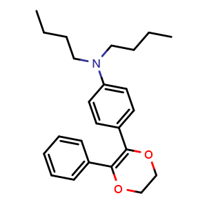Chemical structure of N,N-Dibutyl-4-(3-phenyl-5,6-dihydro-1,4-dioxin-2-yl)aniline , CAS 3084349-75-4, AChemBlock AD253169