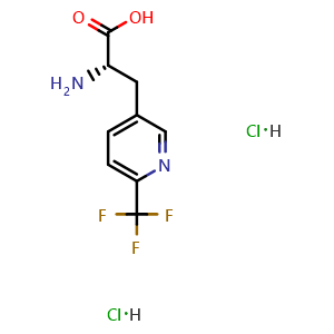 Chemical structure of (S)-2-Amino-3-(6-(trifluoromethyl)pyridin-3-yl)propanoic acid dihydrochloride , CAS 3053070-13-3, AChemBlock AD253180