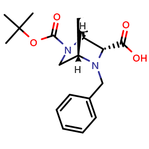 Chemical structure of (1S,3R,4S)-2-Benzyl-5-(tert-Butoxycarbonyl)-2,5-diazabicyclo[2.2.1]heptane-3-carboxylic acid , AChemBlock AD253181