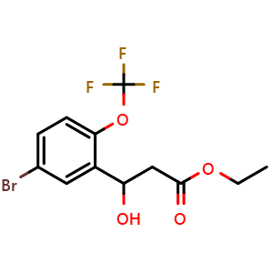 Chemical structure of Ethyl 3-[5-Bromo-2-(trifluoromethoxy)phenyl]-3-hydroxypropanoate , AChemBlock AD253182