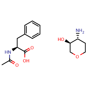 Chemical structure of (3S,4R)-4-aminotetrahydro-2H-pyran-3-ol acetyl-L-phenylalaninate , CAS 2940868-85-7, AChemBlock AD253186