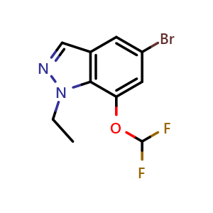 Chemical structure of 5-Bromo-7-(difluoromethoxy)-1-ethyl-1H-indazole , AChemBlock AD253204