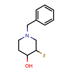 Chemical structure of 1-benzyl-3-fluoropiperidin-4-ol , AChemBlock AD253207