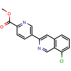 Chemical structure of Methyl 5-(8-chloroisoquinolin-3-yl)picolinate , AChemBlock AD253209