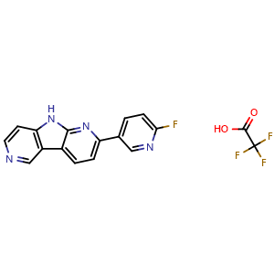 Chemical structure of 2-(6-fluoropyridin-3-yl)-9H-pyrrolo[2,3-b:4,5-c']dipyridine 2,2,2-trifluoroacetic acid , AChemBlock AD253237