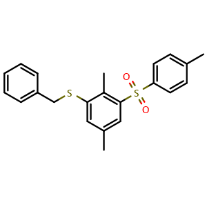 Chemical structure of Benzyl(2,5-dimethyl-3-tosylphenyl)sulfane , AChemBlock AD253242