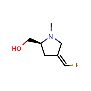 Chemical structure of (S,Z)-(4-(Fluoromethylene)-1-methylpyrrolidin-2-yl)methanol , CAS 3037649-37-6, AChemBlock AD253243
