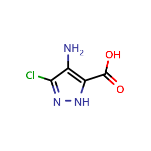 Chemical structure of 4-Amino-3-chloro-1H-pyrazole-5-carboxylic acid , AChemBlock AD253245