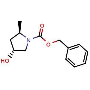 Chemical structure of (2R,4R)-benzyl 4-hydroxy-2-methylpyrrolidine-1-carboxylate , AChemBlock AD253253
