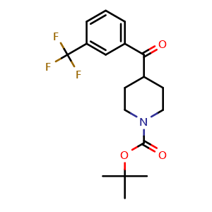 Chemical structure of tert-Butyl 4-(3-(trifluoromethyl)benzoyl)piperidine-1-carboxylate , CAS 1414778-16-7, AChemBlock AD253270