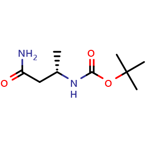Chemical structure of tert-Butyl N-[(2S)-1-carbamoylpropan-2-yl]carbamate , CAS 1821725-17-0, AChemBlock AD253281