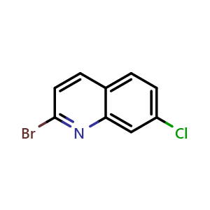 Chemical structure of 2-Bromo-7-chloroquinoline , CAS 1044764-18-2, AChemBlock AD253286