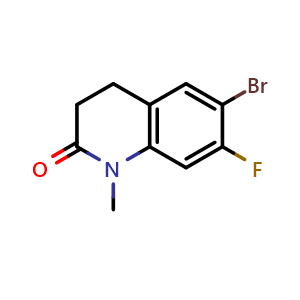 Chemical structure of 6-Bromo-7-fluoro-1-methyl-3,4-dihydro-1H-quinolin-2-one , CAS 1427587-54-9, AChemBlock AD253295