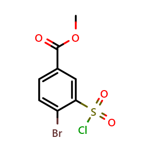 Chemical structure of Methyl 4-bromo-3-(chlorosulfonyl)benzoate , CAS 168969-13-9, AChemBlock AD253299