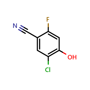 Chemical structure of 5-Chloro-2-fluoro-4-hydroxybenzonitrile , CAS 1849382-33-7, AChemBlock AD253300